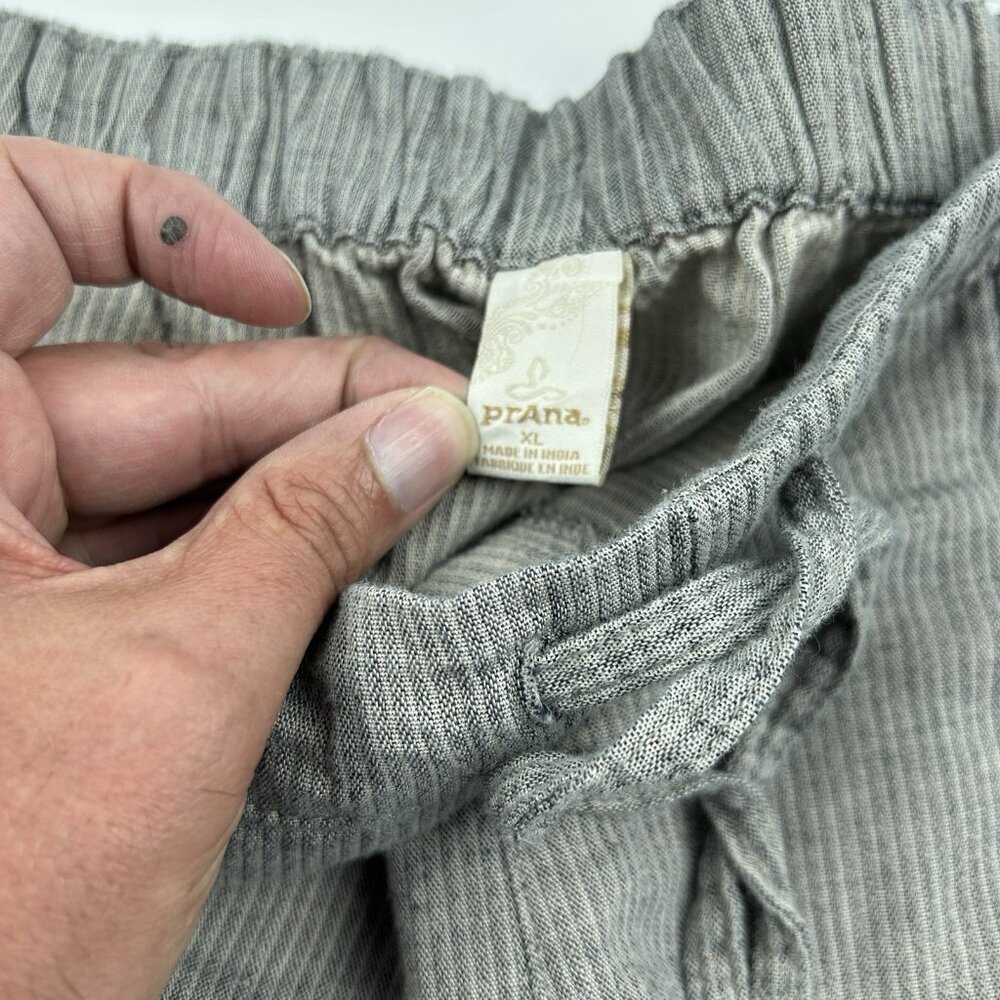 PRANA Breathe Pants Womens Xl Gray Ribbed Drawstring Cropped Outdoor Travel - Picture 7 of 13